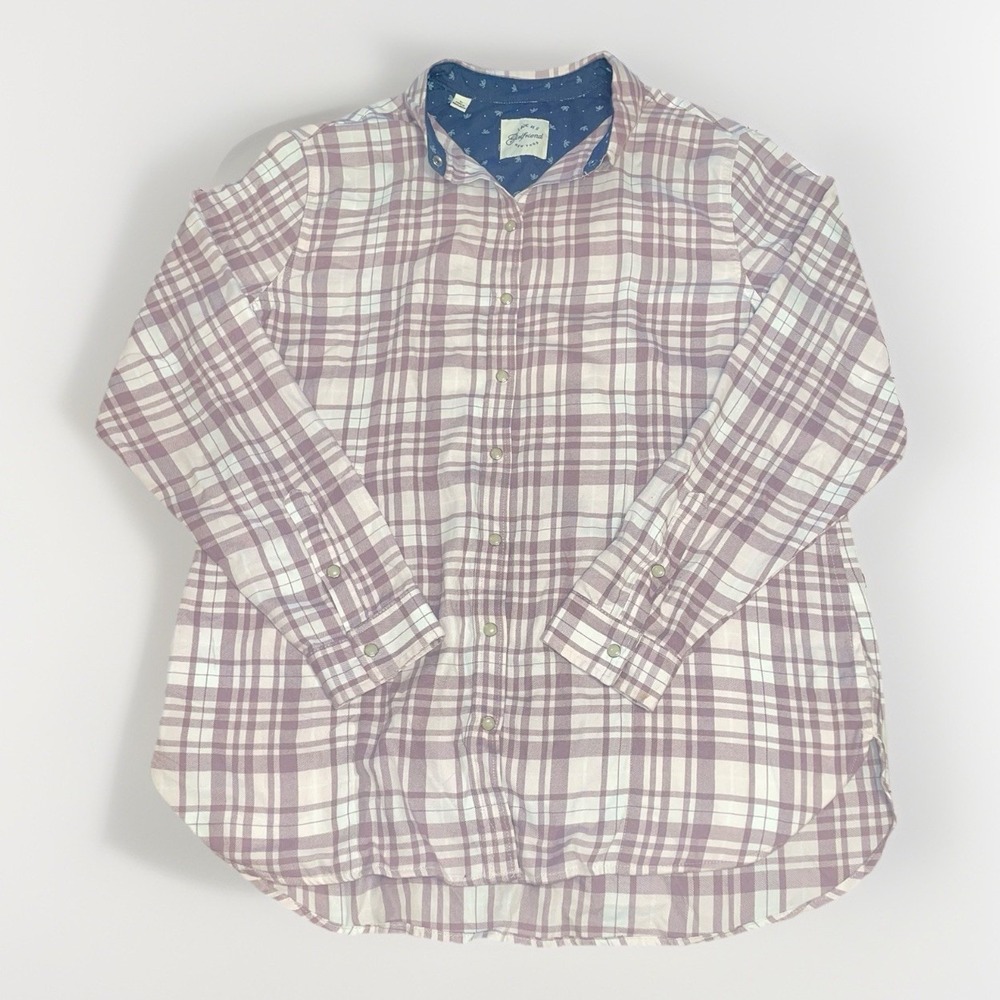 Jachs Girlfriend Women's Size Large Purple Plaid Flannel Shirt With Pockets